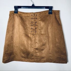 BCBGeneration Suede Lace-up Mini-Skirt Lined